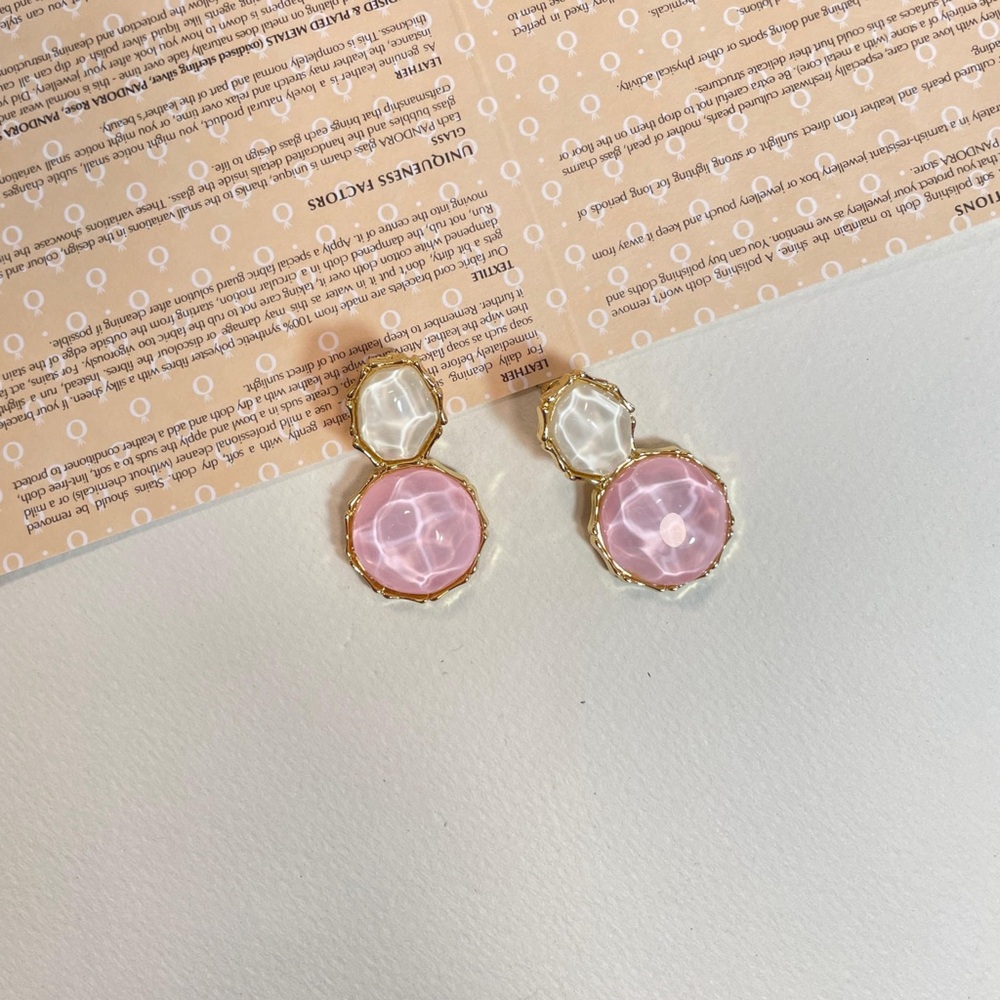 Elegant Pink and White Dangle Earrings